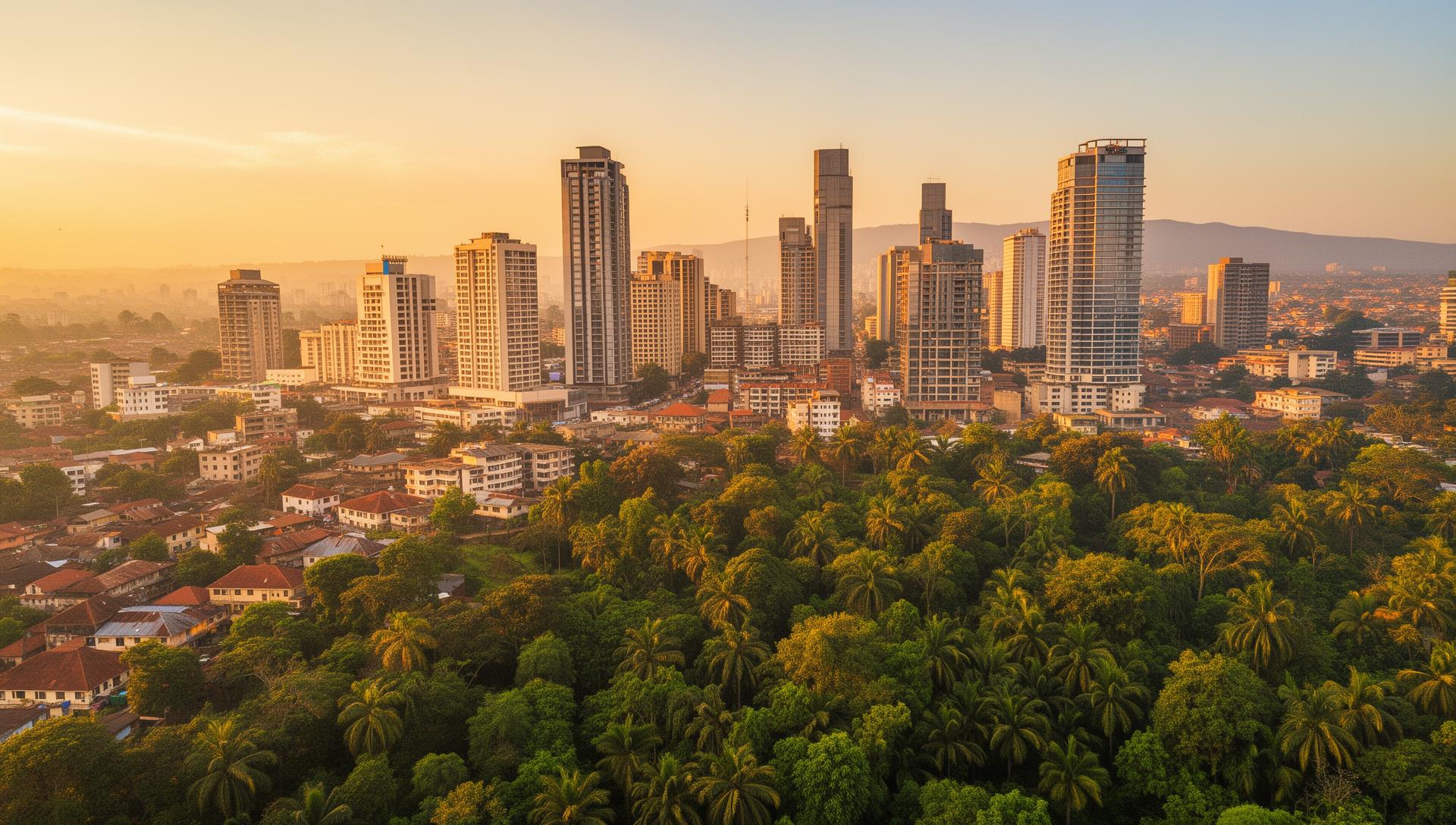 Kampala skyline at golden hour